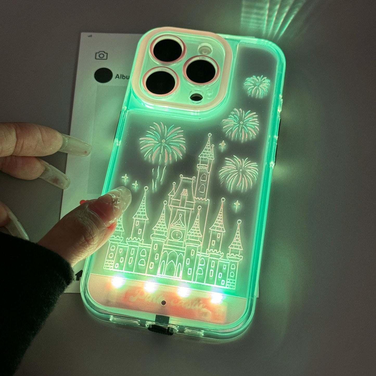 Luminous Fireworks Castle Light Mobile Phone Case Suitable for iPhone16 iPhone15 iPhone14 iPhone13