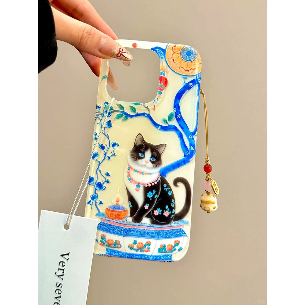 Ragdoll Cat Blue Branch Porcelain Cute Aesthetic Mobile Phone Case Suitable for iPhone16 iPhone15 iPhone14 iPhone13