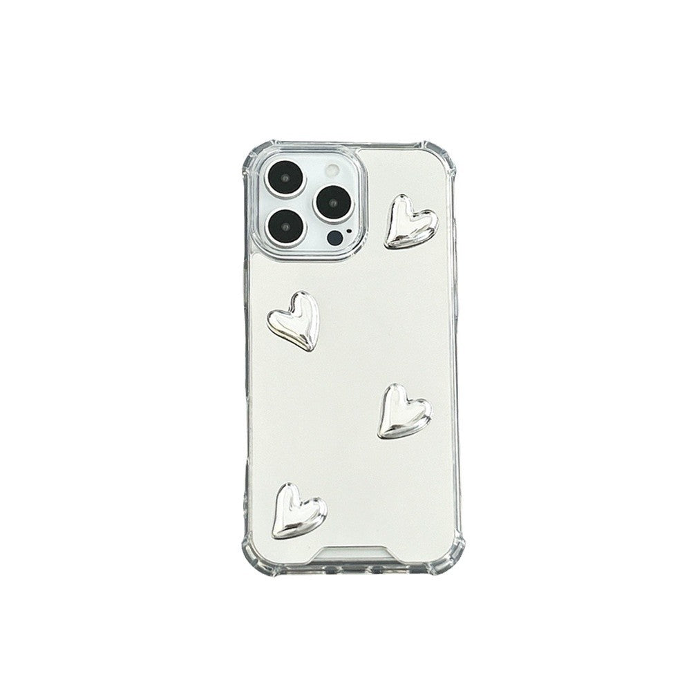 High Quality Mirror Mobile Phone Case Three-dimensional Electroplating Love Butterfly Aesthetic Mobile Phone Case S25ultra S25 A16 A15 A55 Silver