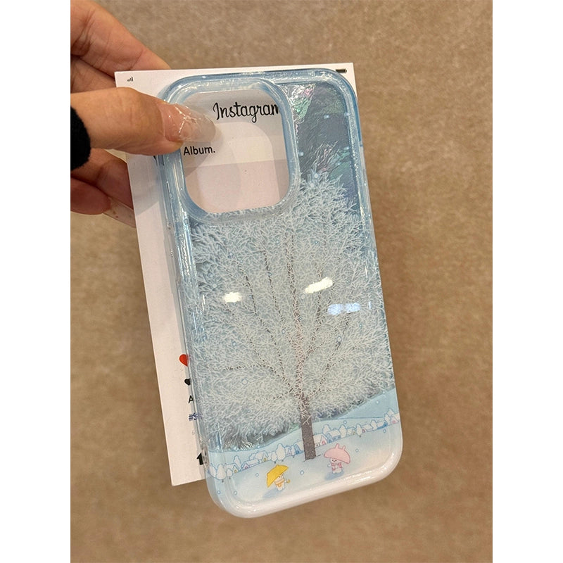 Winter Cute Cute Snow Tree Rabbit Aesthetic Phone Case Suitable for iPhone16 iPhone15 iPhone14 iPhone13