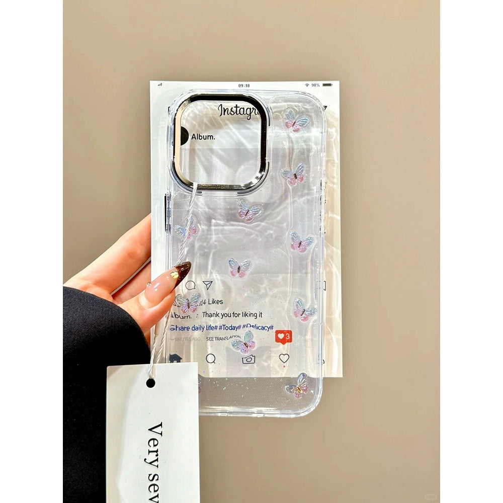 Atmospheric Epoxy Transparent Butterfly Dream Aesthetic Mobile Phone Case Suitable for iPhone16 iPhone15 iPhone14 iPhone13