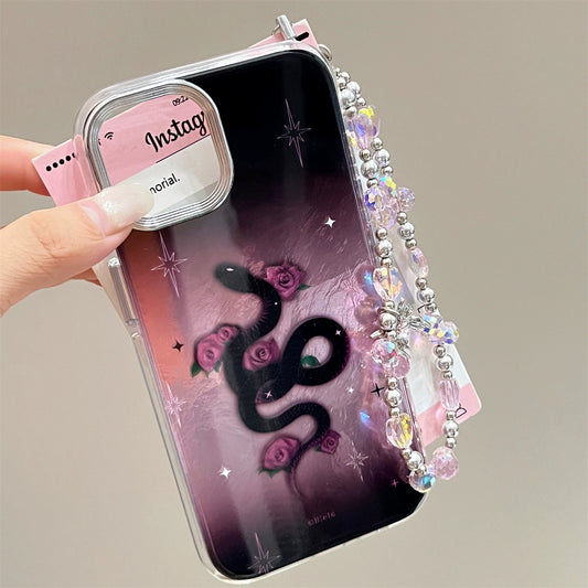 Dark Purple Rose and Snake aesthetics Phone Case, Suitable for IPhone16promax IPhone15 13pro 15promax Women's 14pro Mobile Phone Case