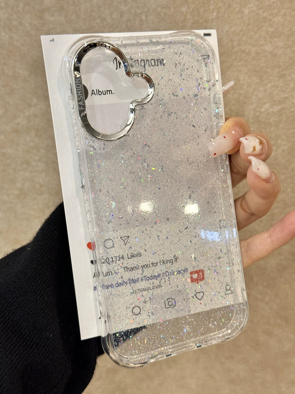 Transparent Silver Glitter Aesthetic Mobile Phone Case Suitable for iPhone16 iPhone15 iPhone14 iPhone13