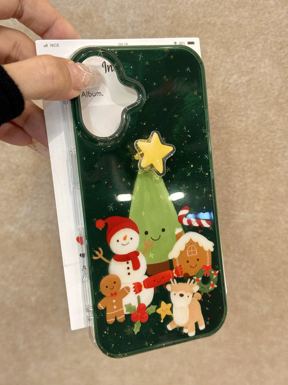 Elk Snowman Christmas Tree Gingerbread Man Green Bottom Snowflake Cute Aesthetic Phone Case Suitable for iPhone16 iPhone15 iPhone14 iPhone13