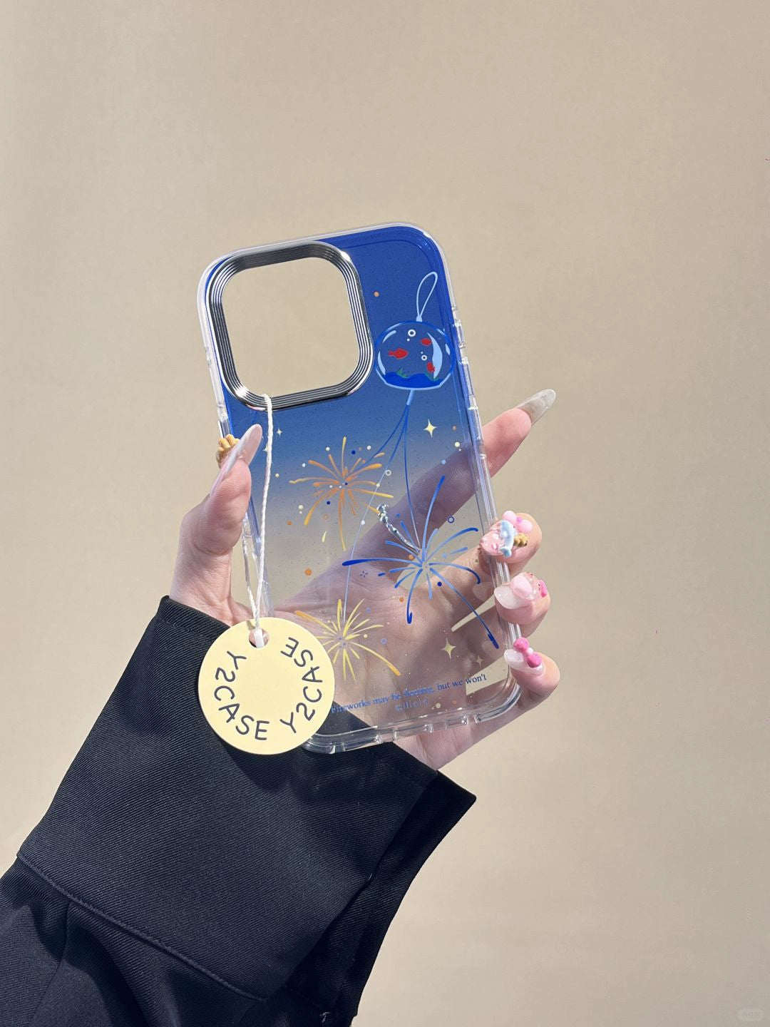 Electroplating Gradual Change Color Fireworks Translucent Aesthetic Phone Case Suitable for iPhone16 iPhone15 iPhone14 iPhone13