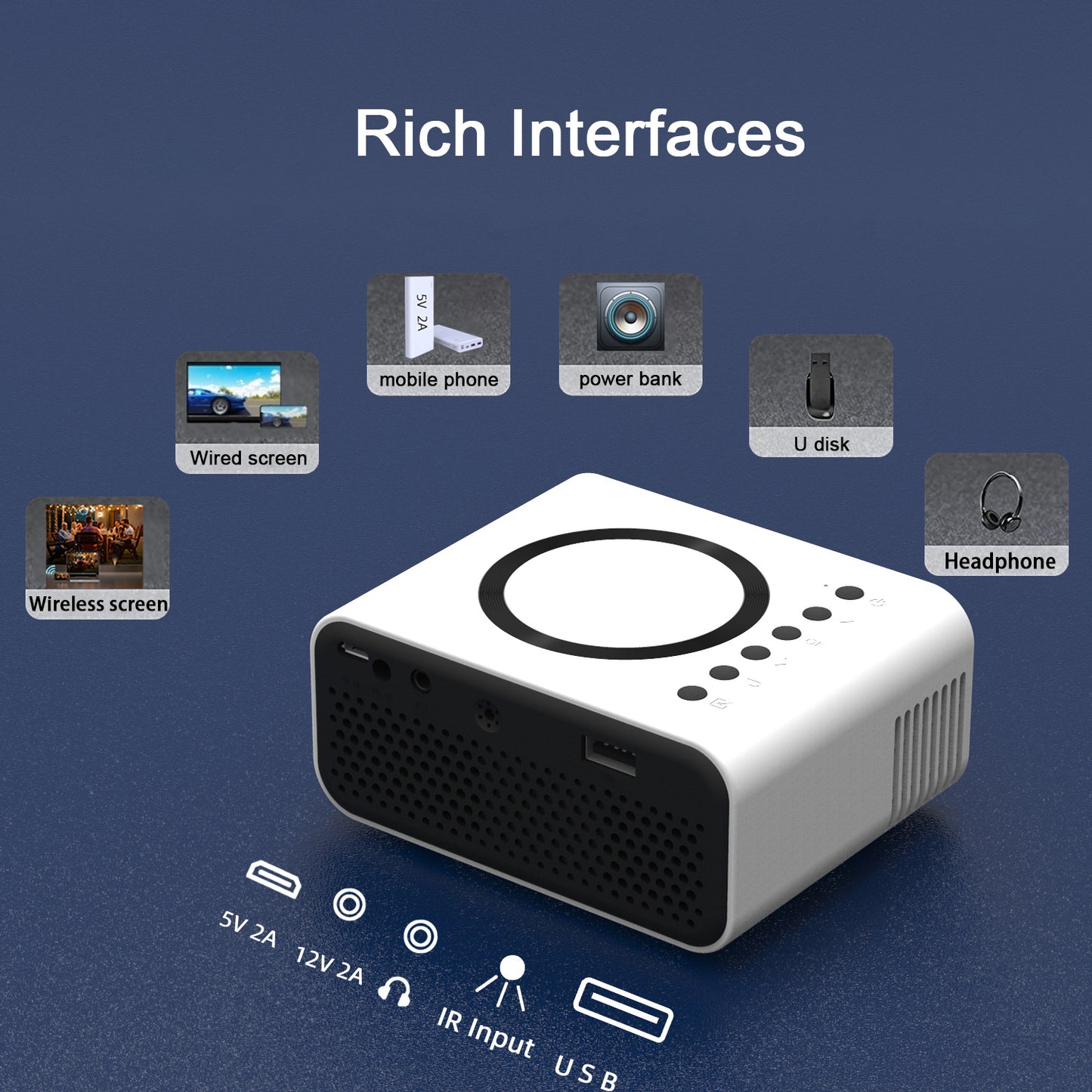 Home Mini Projector Micro Home Portable Apple Android Mobile Phone Wireless Screen Projection Internet