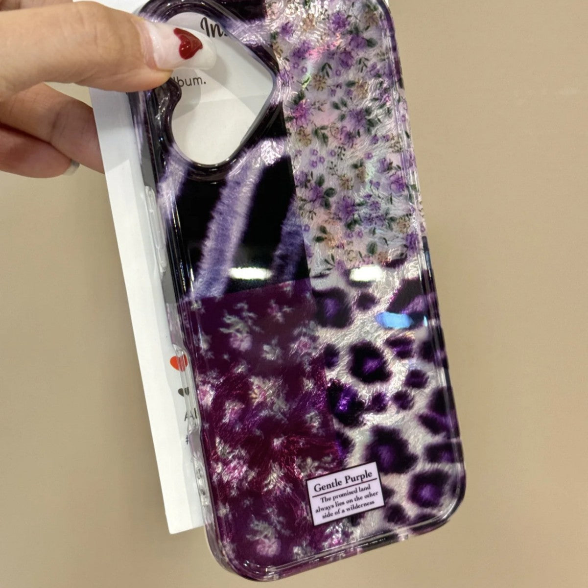 Purple Leopard Print Floral Splicing Love Camera Hole Aesthetic Mobile Phone Case Suitable for iPhone16 iPhone15 iPhone14 iPhone13