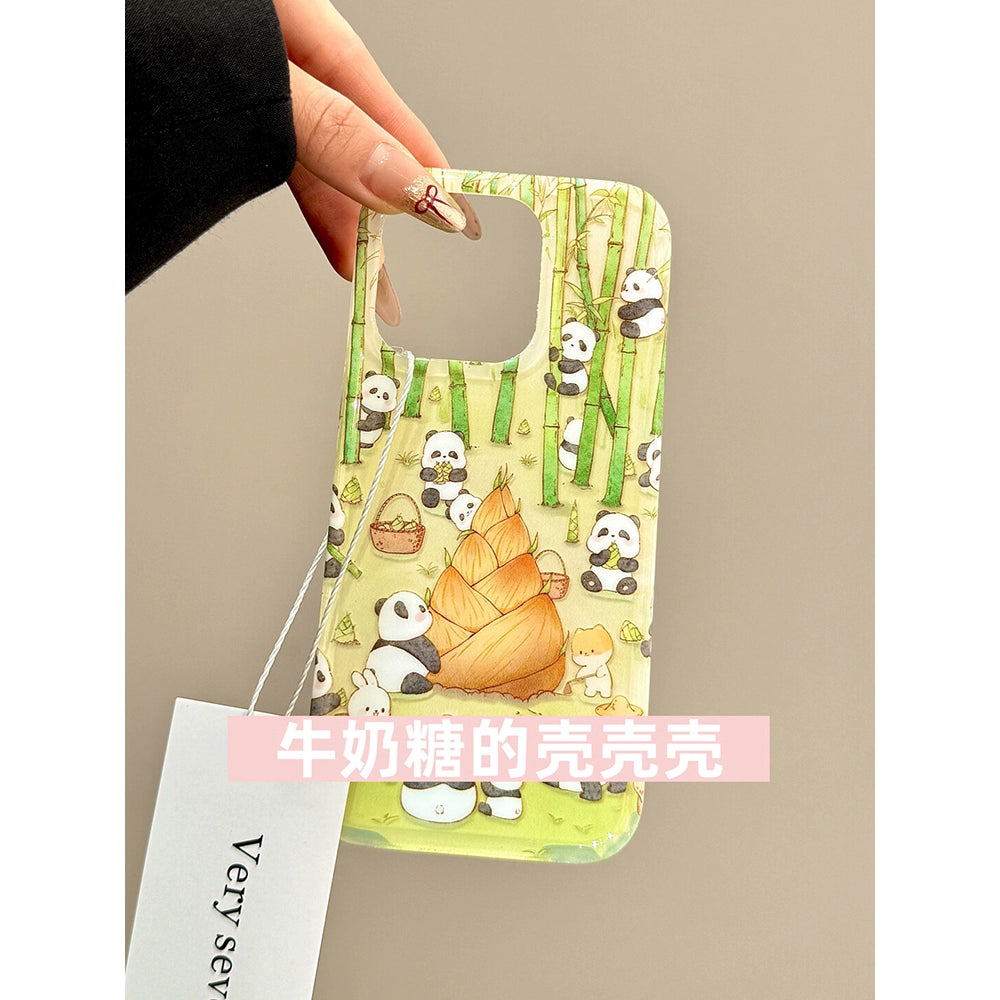 Bamboo Forest Rabbit Panda Pendant Cute Mobile Phone Case Suitable for iPhone16 iPhone15 iPhone14 iPhone13