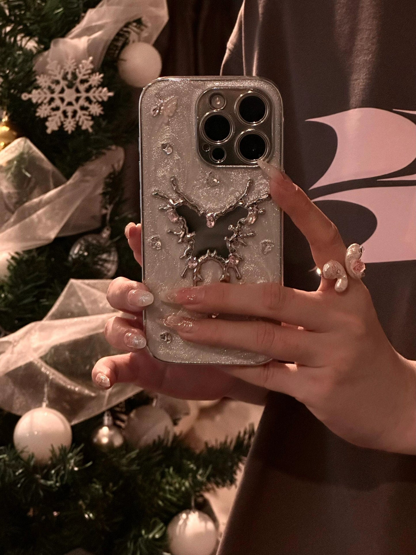 Epoxy Butterfly Mirror Glitter Aesthetic Mobile Phone Case Suitable for iPhone16 iPhone15 iPhone14 iPhone13