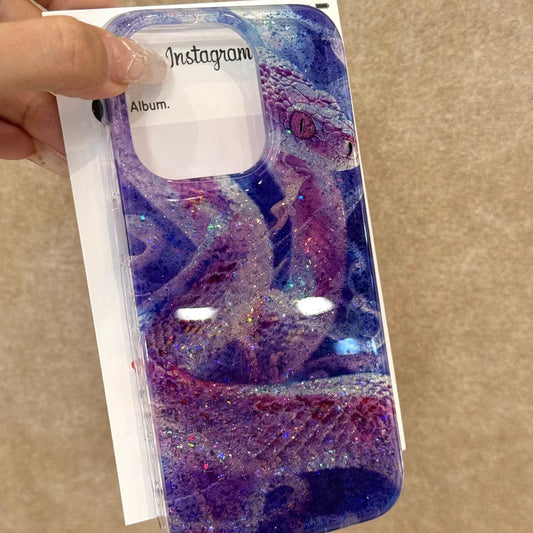 Purple Snake Aesthetic Mobile Phone Case, Suitable for iPhone16promax iPhone15pro iPhone14 iPhone13 Translucent Hard Case Girl Mobile Phone Case