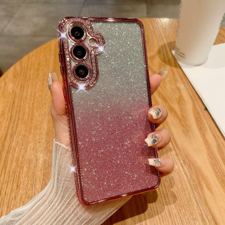 High Quality Glitter Shiny Beautiful Mobile Phone Case Magnetic Suction Bracket Rhinestone Gradual Change Glitter SAM A Series A15/A25/A35/A55/S24ultra