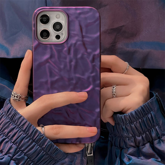 Purple Wrinkle Frosted Phone Case Suitable for iPhone16 iPhone15 iPhone14 iPhone13