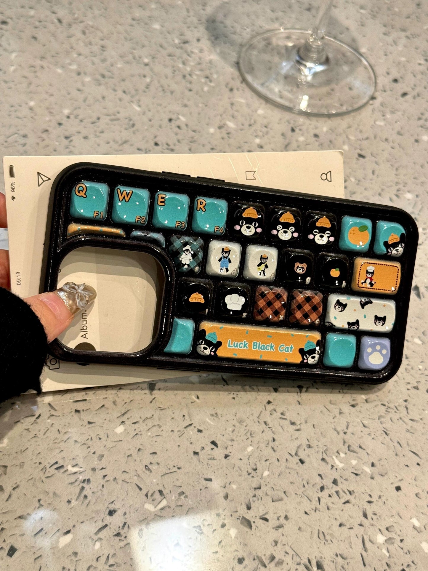 Cute Keyboard Case Butter Bear Gilly Cat Phone Case Suitable for iPhone16 iPhone15 iPhone14 iPhone13