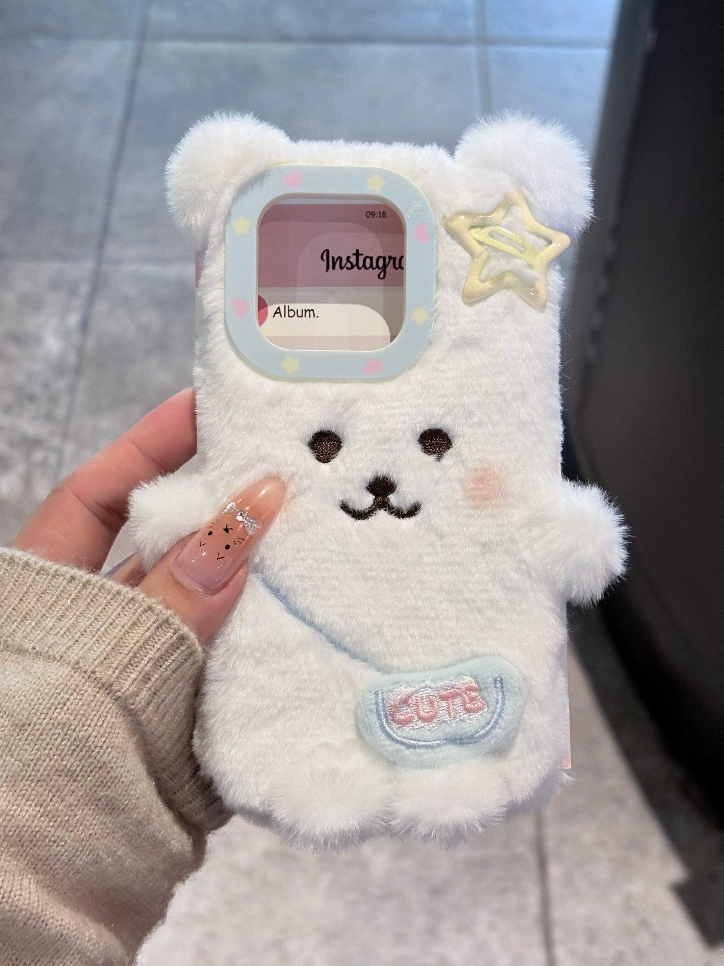 Fun Cute Cartoon White Plush Bear Mobile Phone Case Girl Mobile Phone Case Suitable for iPhone16 iPhone15 iPhone14 iPhone13