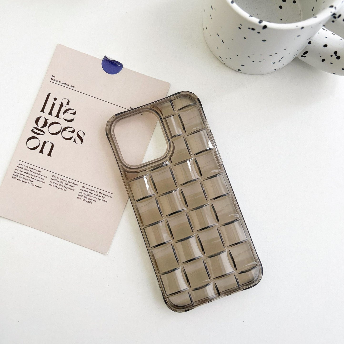 Three-dimensional Rubik's Cube Block Woven Transparent Army Green Mobile Phone Case Suitable for iPhone16 iPhone15 iPhone14 iPhone13