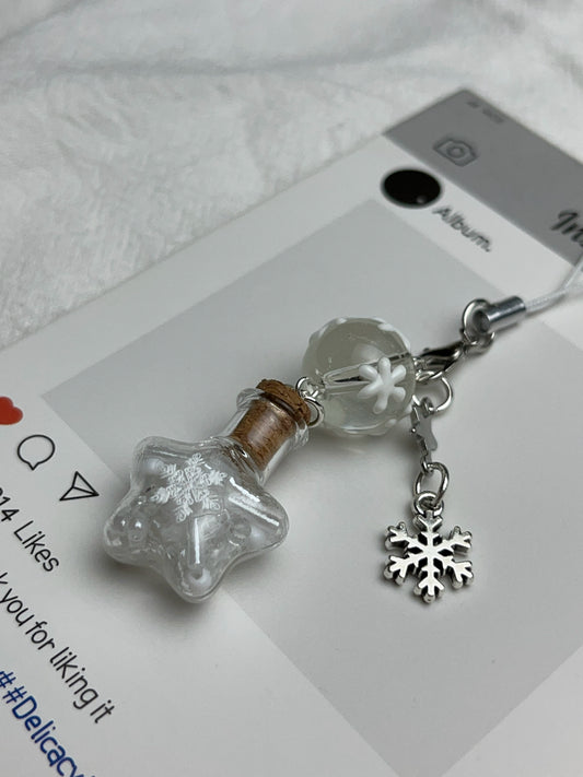 Little Snowflake Wishing Bottle New Beaded Girl Mobile Phone Chain Cute Mobile Phone Pendant Keychain