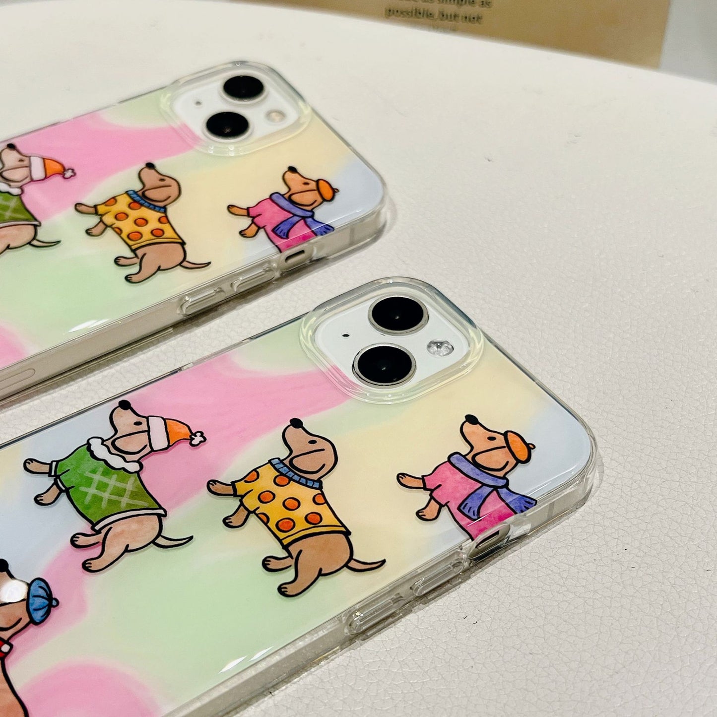 Double-layer Printing Art Oil Painting Dog Cute Aesthetics Mobile Phone Case Suitable for iPhone16 iPhone15 iPhone14 iPhone13