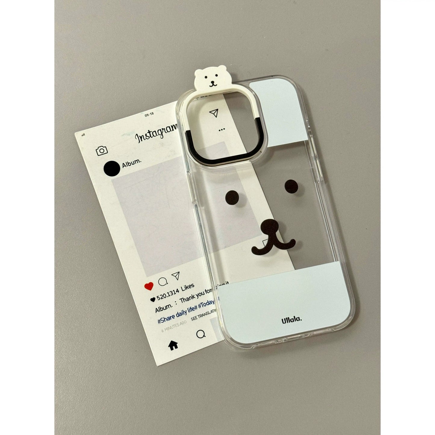 Transparent Bottom Bear Emoji Illustration Cute Phone Case Suitable for iPhone16 iPhone15 iPhone14 iPhone13