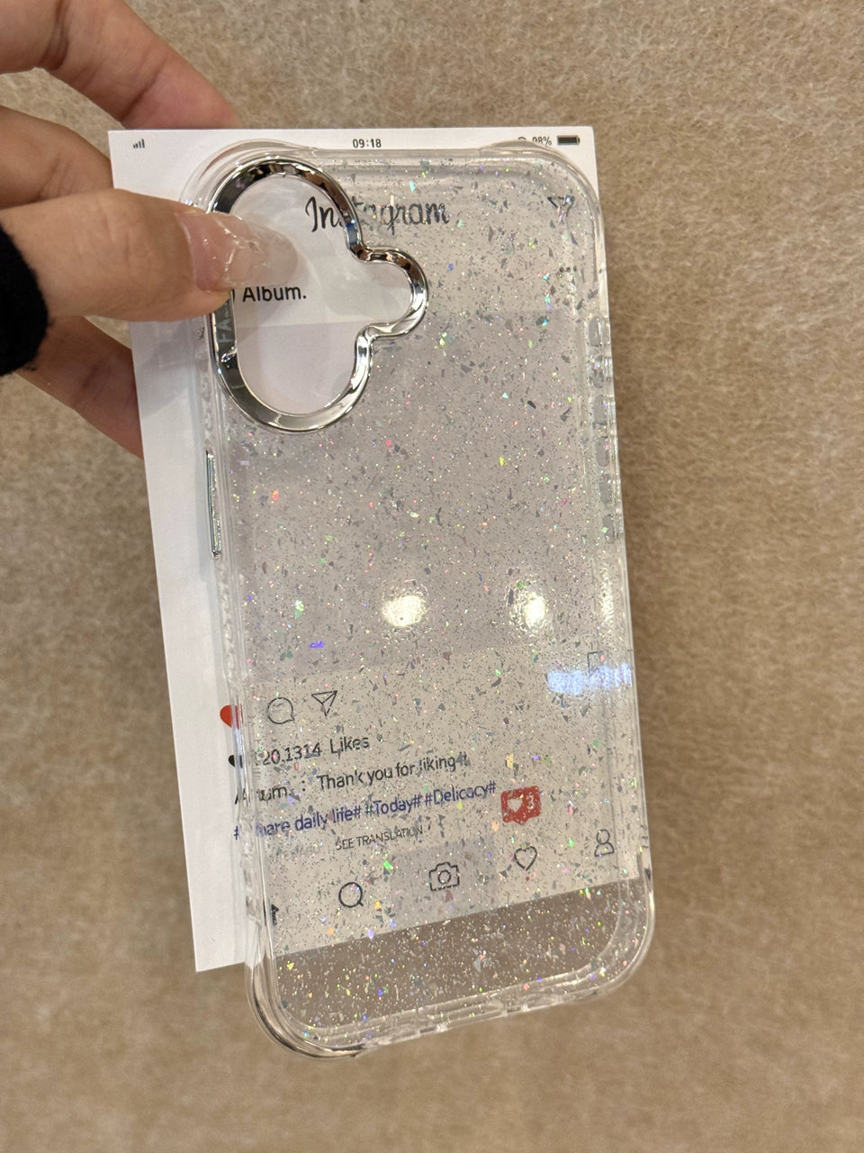 Transparent Silver Glitter Aesthetic Mobile Phone Case Suitable for iPhone16 iPhone15 iPhone14 iPhone13