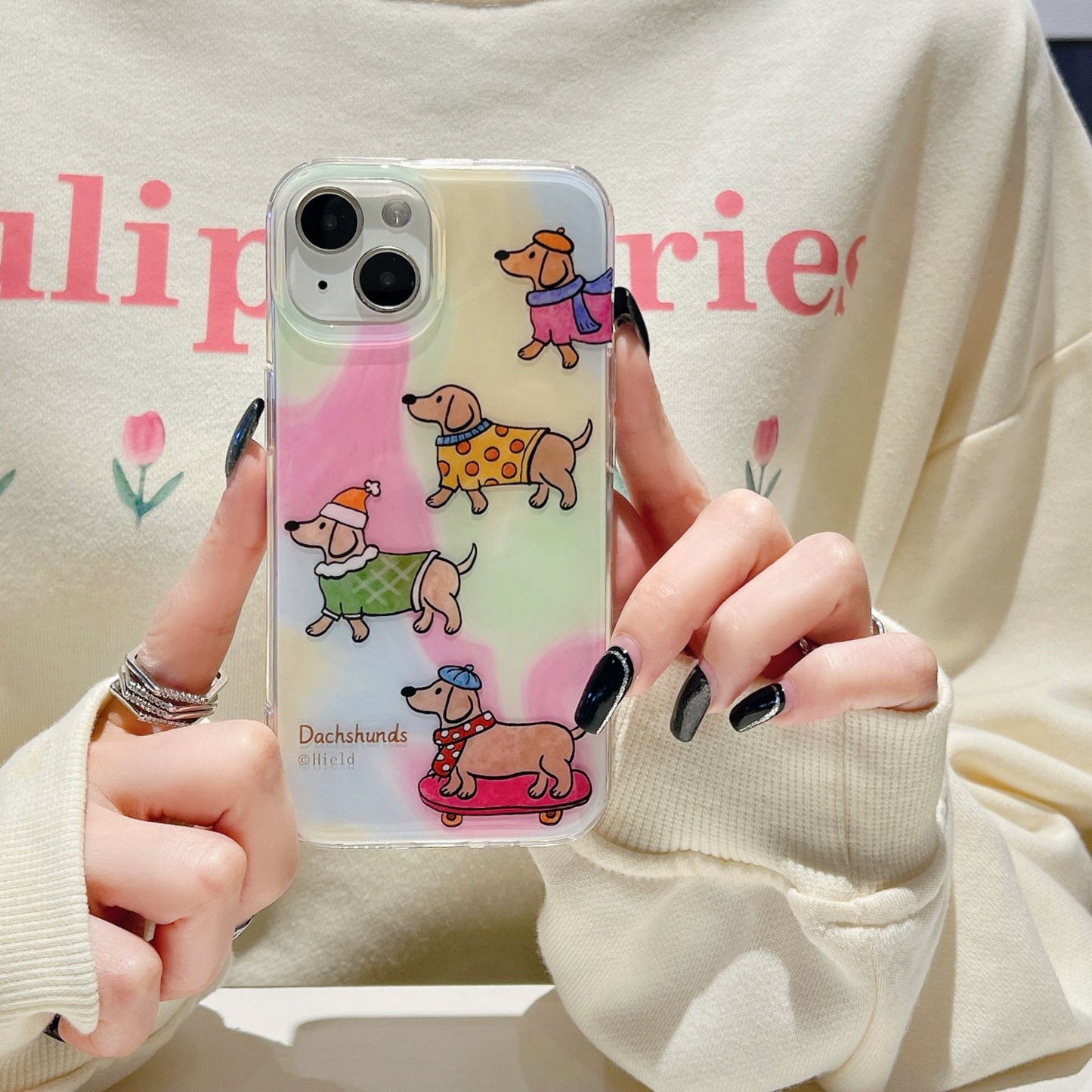 Double-layer Printing Art Oil Painting Dog Cute Aesthetics Mobile Phone Case Suitable for iPhone16 iPhone15 iPhone14 iPhone13