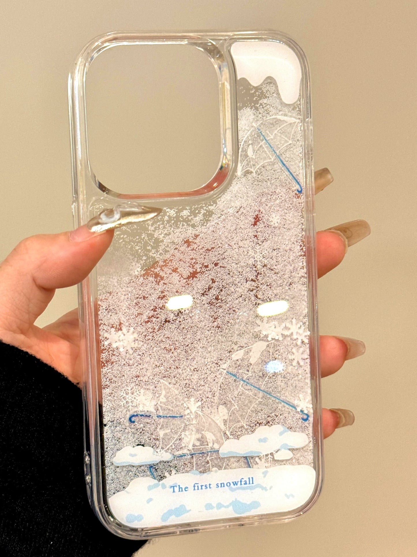 Winter Snow Quicksand Umbrella Aesthetic Mobile Phone Case Suitable for iPhone16 iPhone15 iPhone14 iPhone13