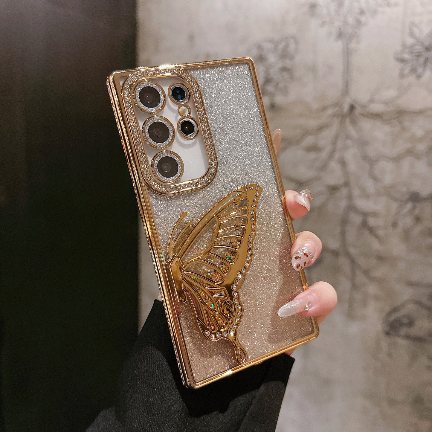 Electroplated Rhinestone Quicksand Butterfly Diamond Glitter Mobile Phone Case SAM S25Ultra A16A36 A15/55