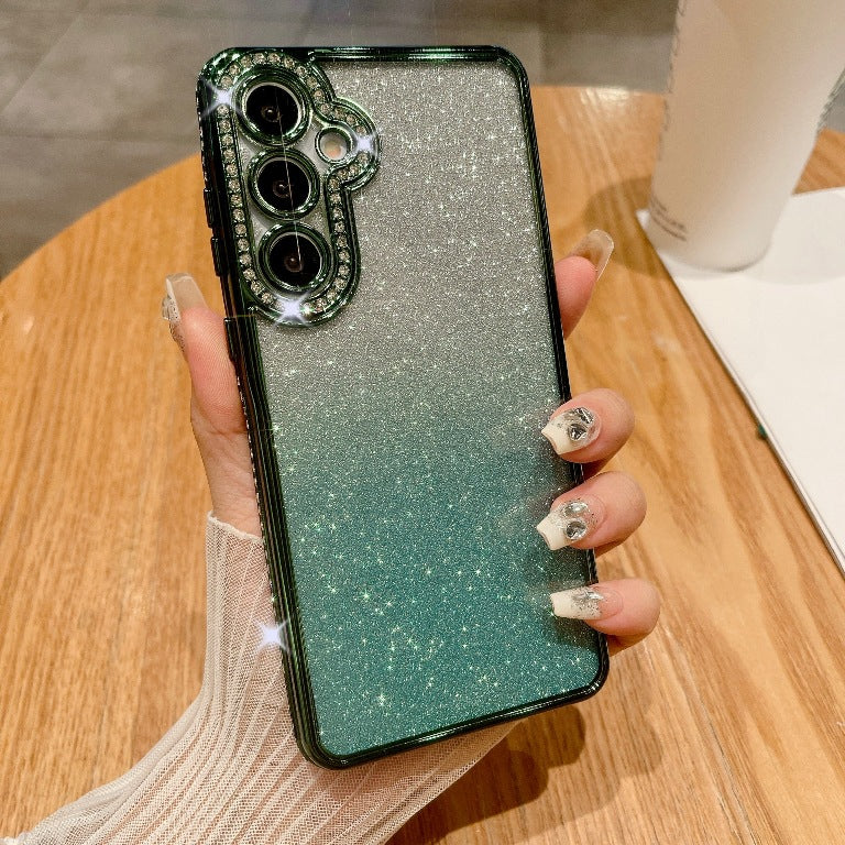 High Quality Glitter Shiny Beautiful Mobile Phone Case Magnetic Suction Bracket Rhinestone Gradual Change Glitter SAM A Series A15/A25/A35/A55/S24ultra