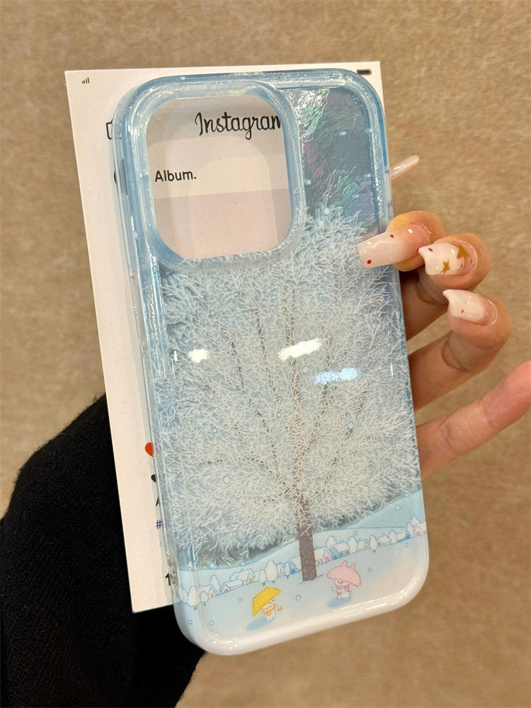 Winter Cute Cute Snow Tree Rabbit Aesthetic Phone Case Suitable for iPhone16 iPhone15 iPhone14 iPhone13