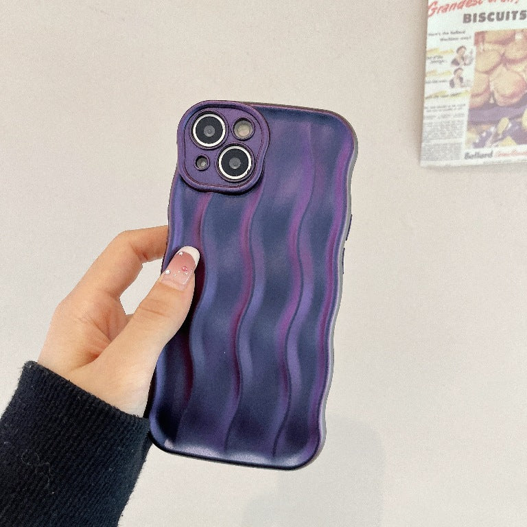 Folded Purple Wavy Aesthetic Phone Case Green Burgundy White Silver Phone Case Suitable for iPhone16 iPhone15 iPhone14 iPhone13