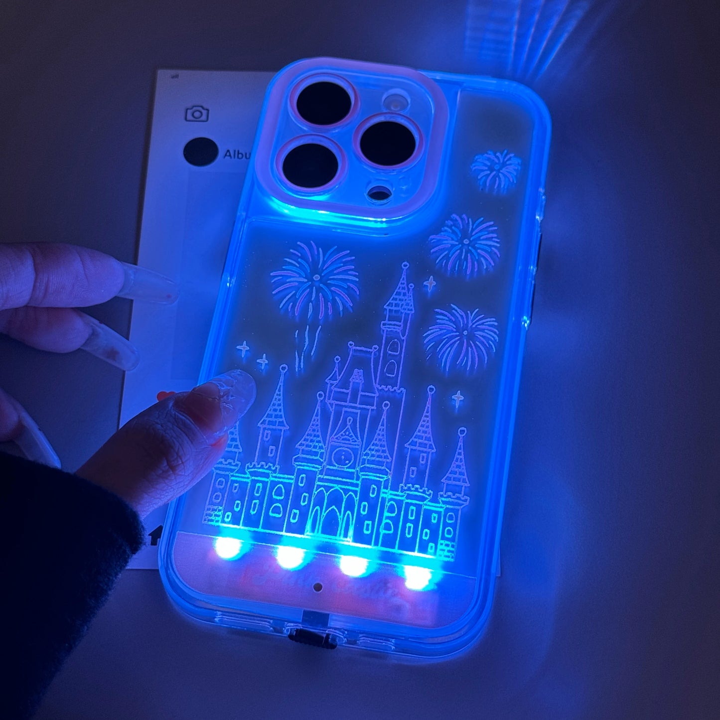 Luminous Fireworks Castle Light Mobile Phone Case Suitable for iPhone16 iPhone15 iPhone14 iPhone13