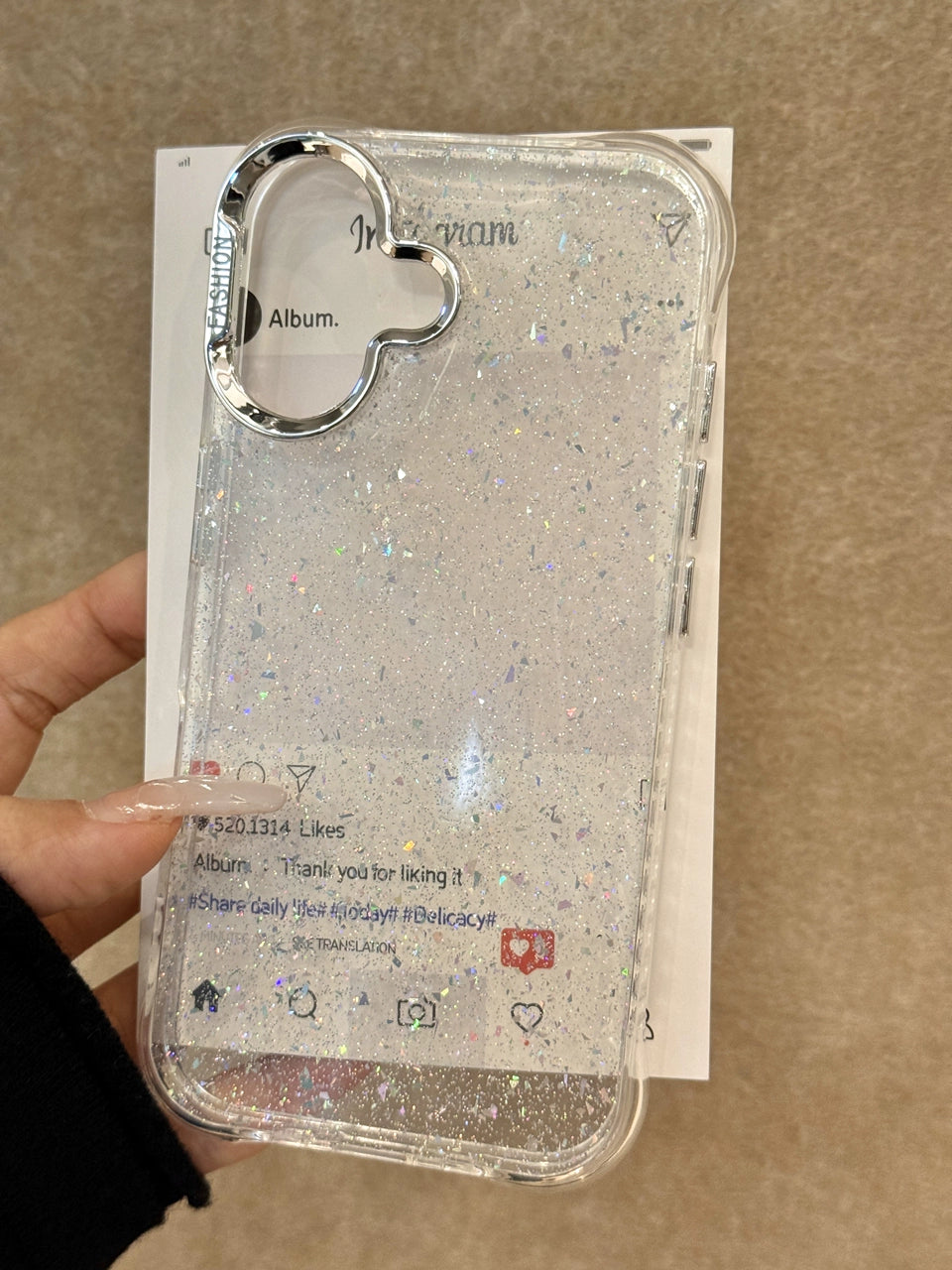 Transparent Silver Glitter Aesthetic Mobile Phone Case Suitable for iPhone16 iPhone15 iPhone14 iPhone13