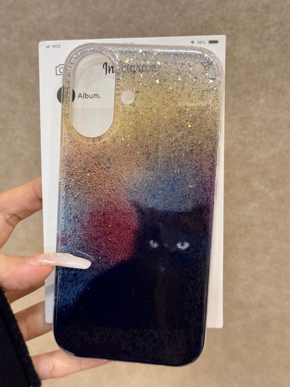 Translucent Glitter Black Cat Dream Aesthetic Mobile Phone Case Suitable for iPhone16 iPhone15 iPhone14 iPhone13