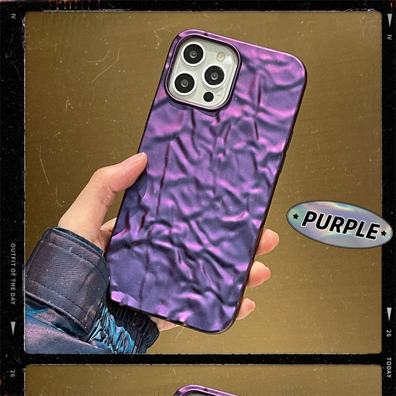 Purple Wrinkle Frosted Phone Case Suitable for iPhone16 iPhone15 iPhone14 iPhone13