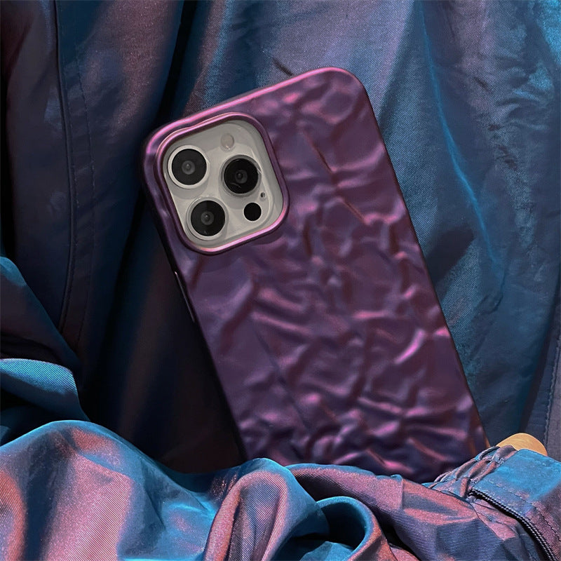 Purple Wrinkle Frosted Phone Case Suitable for iPhone16 iPhone15 iPhone14 iPhone13