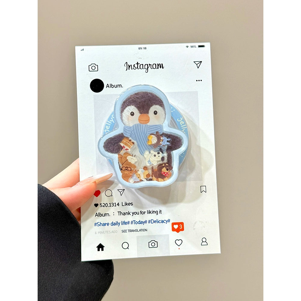 Cute Little Animal Penguin Mobile Magnetic Bracket Mobile Phone Case Suitable for iPhone16 iPhone15 iPhone14 iPhone13