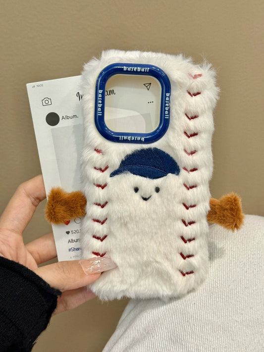 Cute Plush Embroidered Baseball Cap Phone Case Suitable for iPhone16 iPhone15 iPhone14 iPhone13