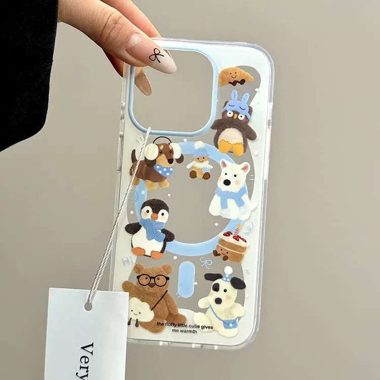 Cute Little Animal Penguin Mobile Magnetic Bracket Mobile Phone Case Suitable for iPhone16 iPhone15 iPhone14 iPhone13