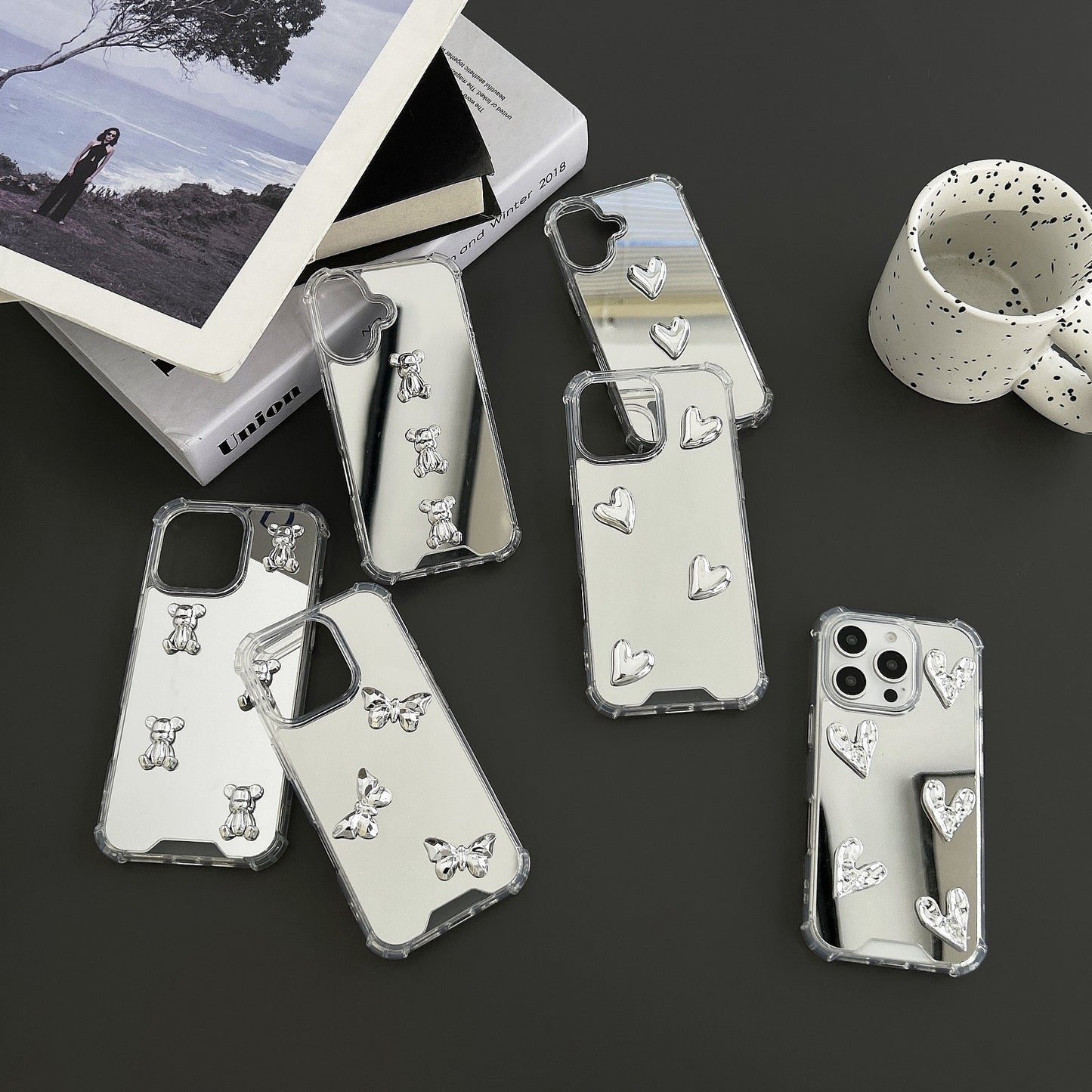 High Quality Mirror Mobile Phone Case Three-dimensional Electroplating Love Butterfly Aesthetic Mobile Phone Case S25ultra S25 A16 A15 A55 Silver