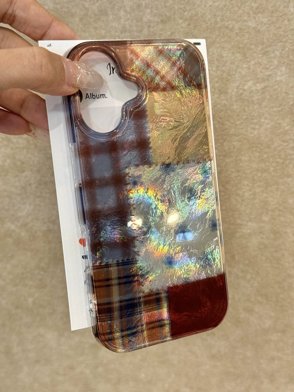 Plaid Splicing Floral Aesthetic Mobile Phone Case Suitable for iPhone16 iPhone15 iPhone14 iPhone13