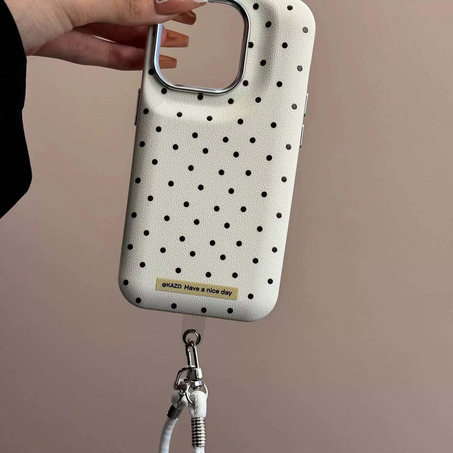 Solid Color Polka Dot Drum Bag Cute Sweet Phone Case Suitable for iPhone16 iPhone15 iPhone14 iPhone13