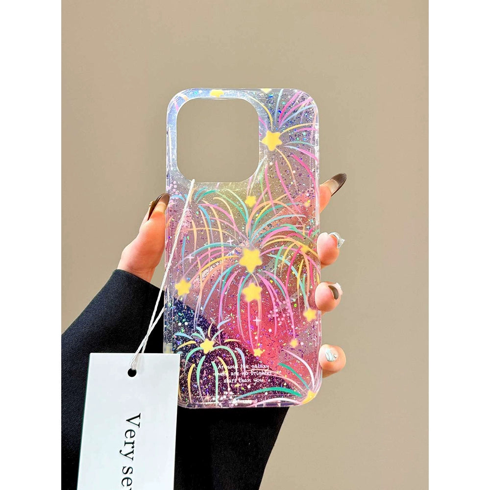 Sequined Glitter Double-layer Star Fireworks Transparent Aesthetic Mobile Phone Case