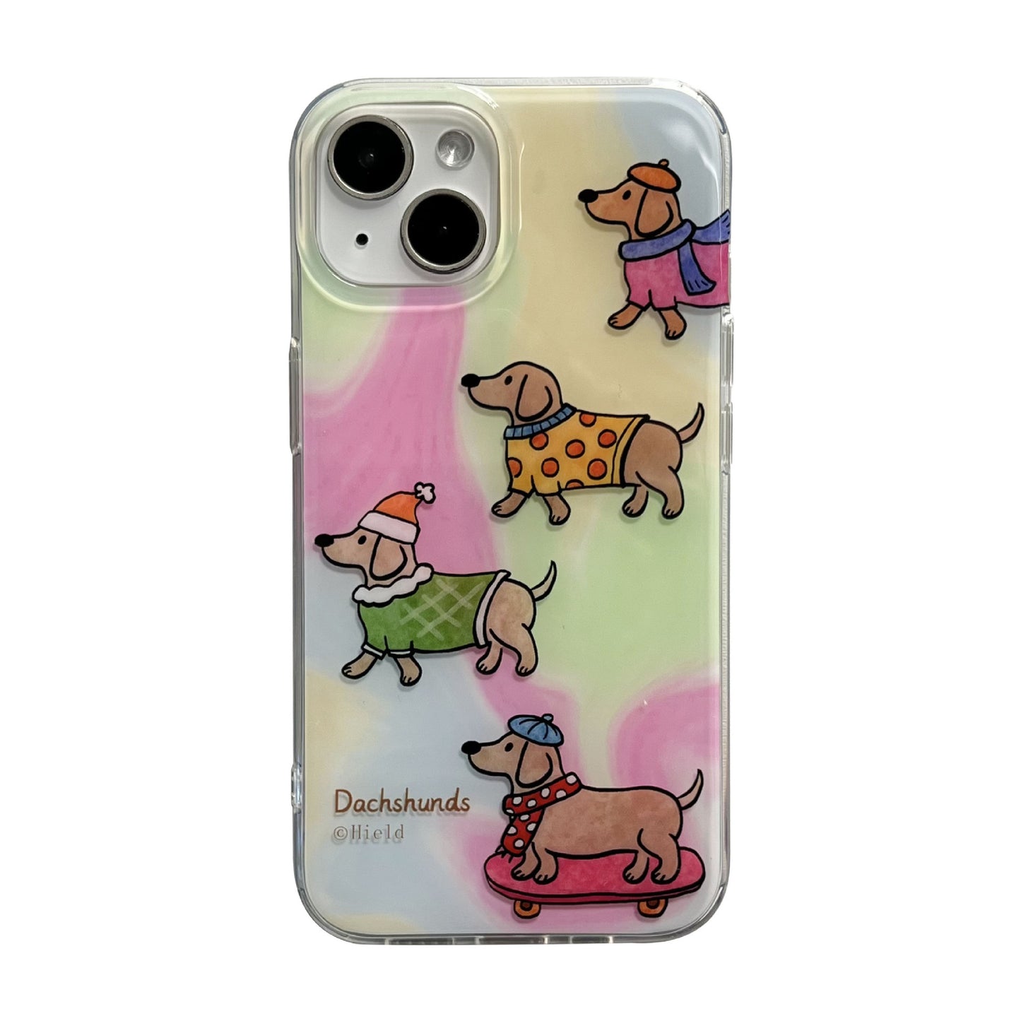 Double-layer Printing Art Oil Painting Dog Cute Aesthetics Mobile Phone Case Suitable for iPhone16 iPhone15 iPhone14 iPhone13