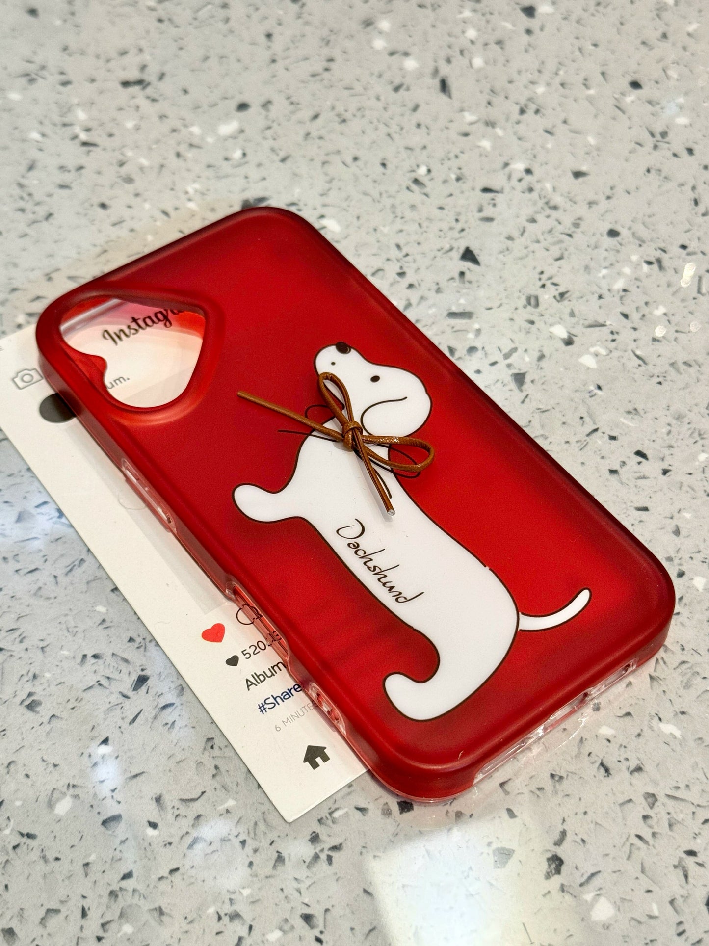 Bow Puppy Red Matte Cute Phone Case Suitable for iPhone16 iPhone15 iPhone14 iPhone13