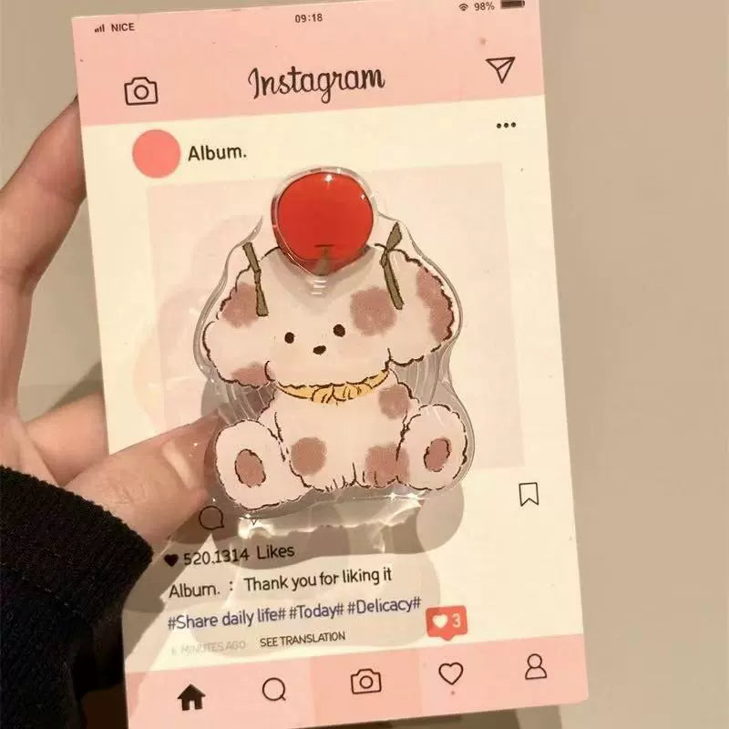 Cartoon Smudge Pink Rotating Apple Puppy Cute Clean Transparent Aesthetic Phone Case Suitable for iPhone16 iPhone15 iPhone14 iPhone13