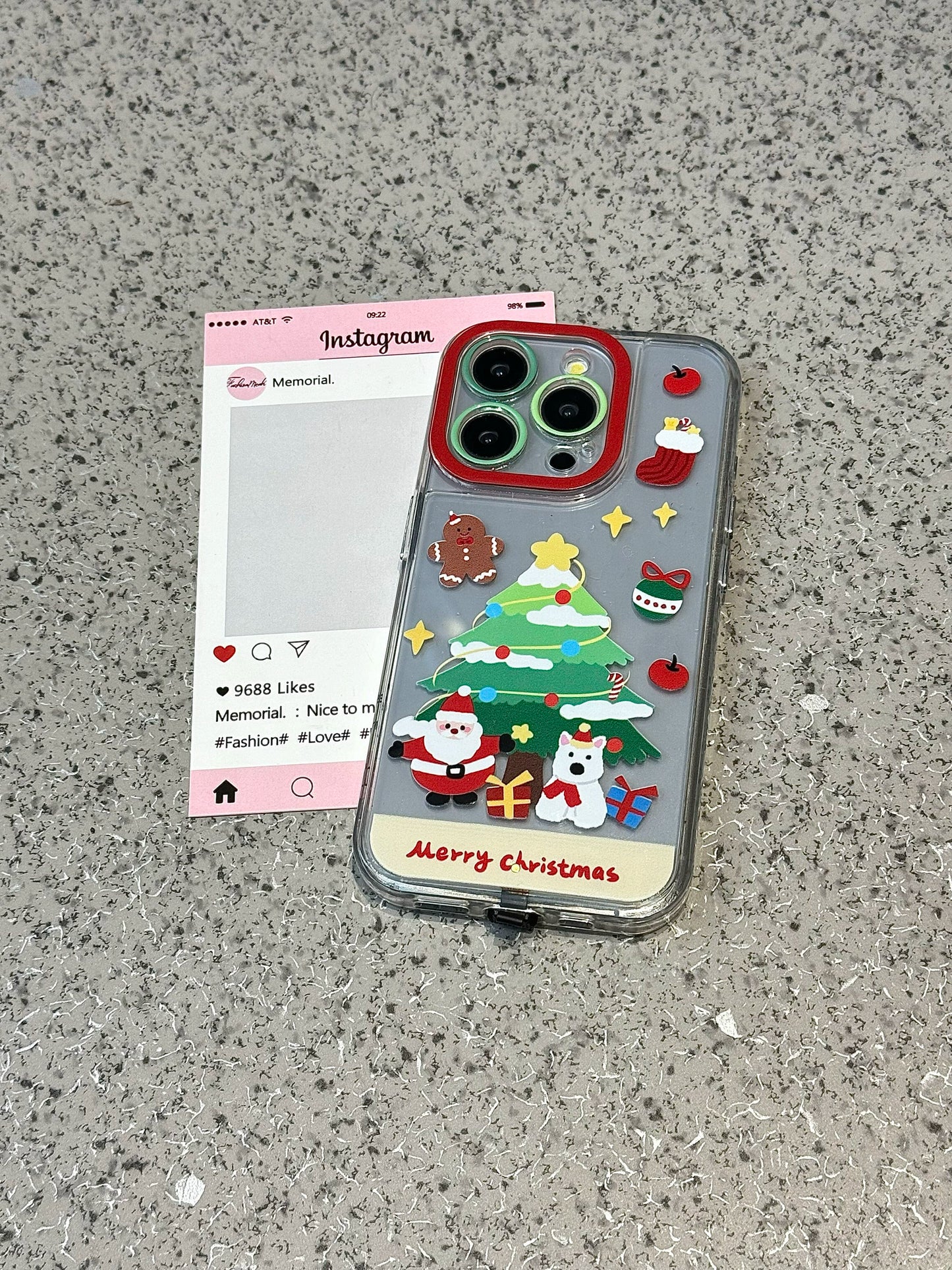 Glowing Transparent Christmas Tree Puppy Dog Phone Case Suitable for iPhone16 iPhone15 iPhone14 iPhone13