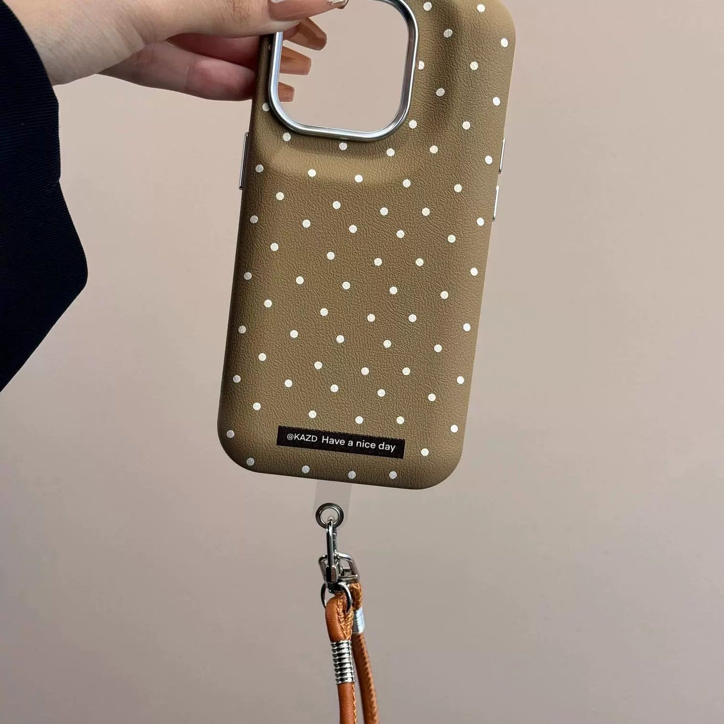 Solid Color Polka Dot Drum Bag Cute Sweet Phone Case Suitable for iPhone16 iPhone15 iPhone14 iPhone13