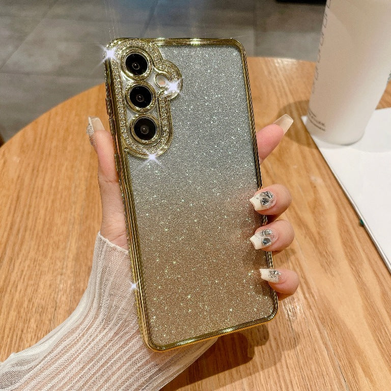 High Quality Glitter Shiny Beautiful Mobile Phone Case Magnetic Suction Bracket Rhinestone Gradual Change Glitter SAM A Series A15/A25/A35/A55/S24ultra