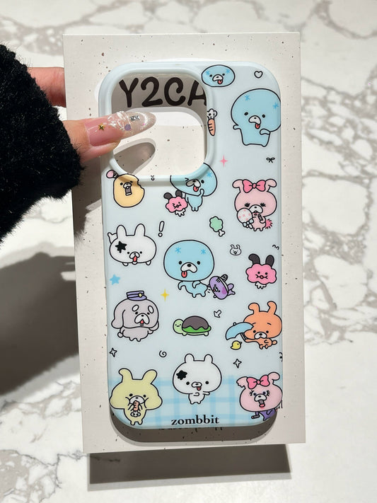 Cute Cartoon Rabbit Blue Phone Case Suitable for iPhone16 iPhone15 iPhone14 iPhone13