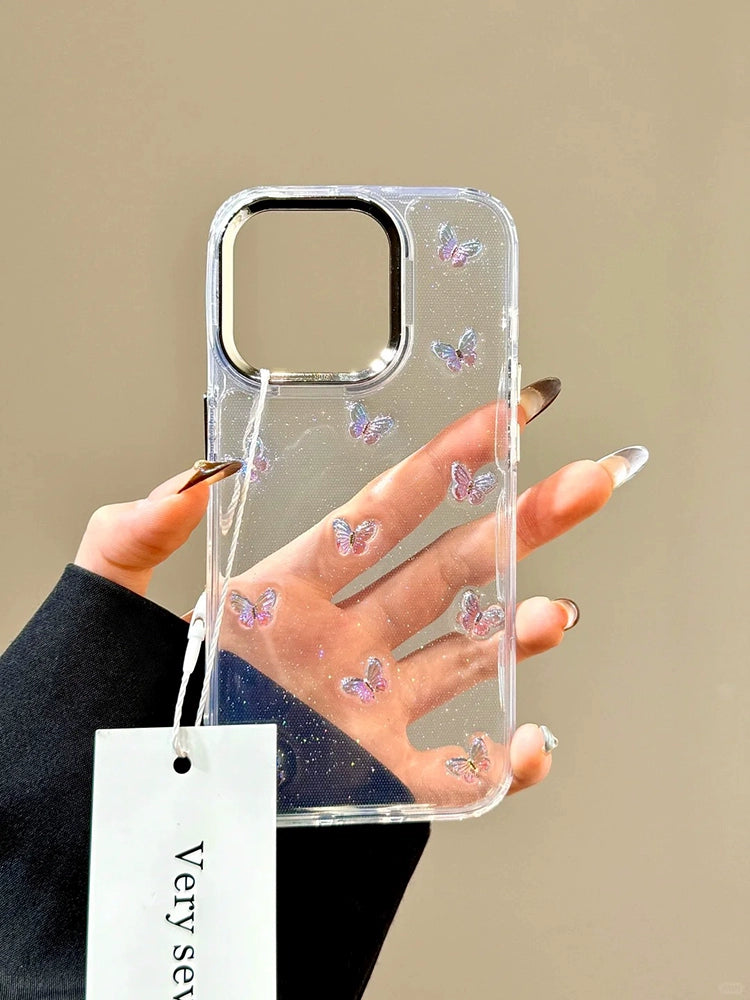 Atmospheric Epoxy Transparent Butterfly Dream Aesthetic Mobile Phone Case Suitable for iPhone16 iPhone15 iPhone14 iPhone13