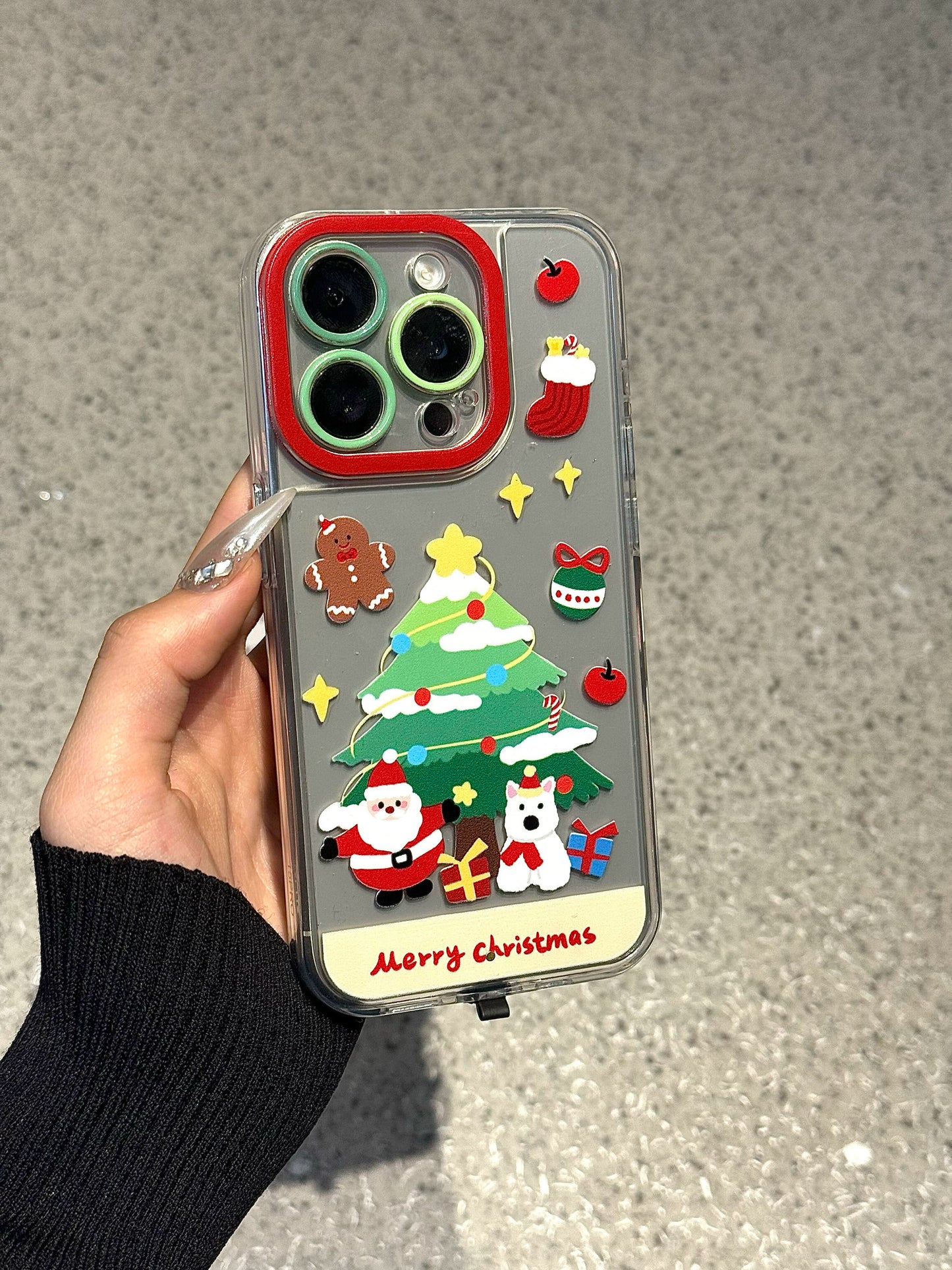 Glowing Transparent Christmas Tree Puppy Dog Phone Case Suitable for iPhone16 iPhone15 iPhone14 iPhone13